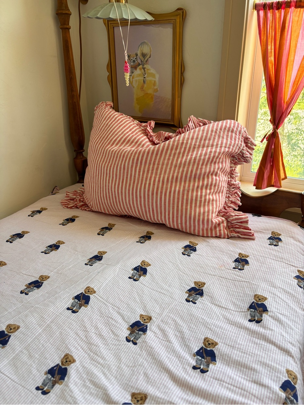 Ralph Lauren Twin Pink Polo Bear Comforter - Picture 2 of 8